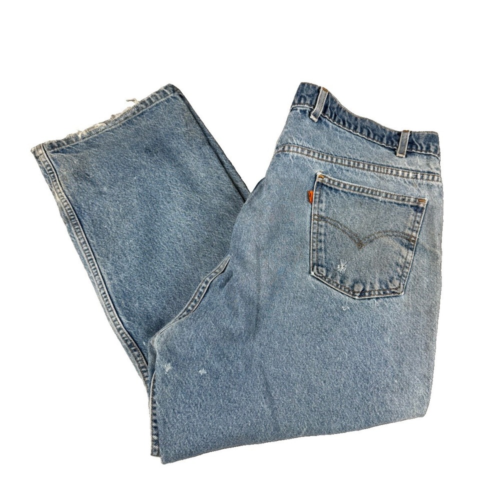 Vintage Levis 505 Orange Tab Jeans Mens 44x30 Straight Leg Distressed USA